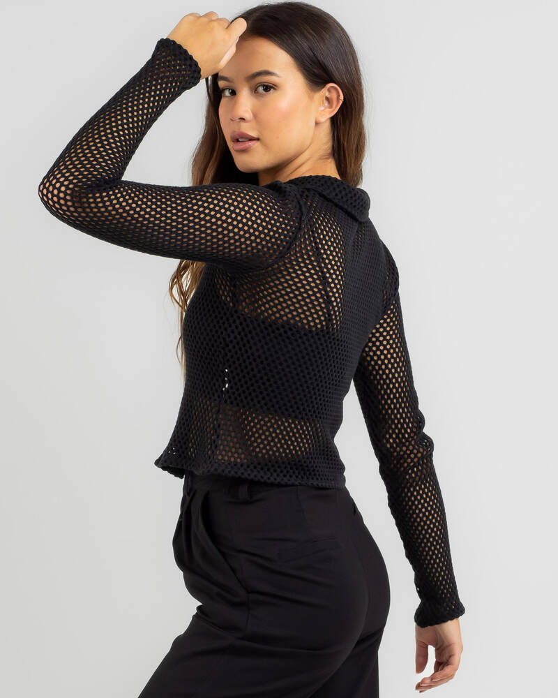 Ava And Ever Reece Crochet Long Sleeve Shirt for Womens