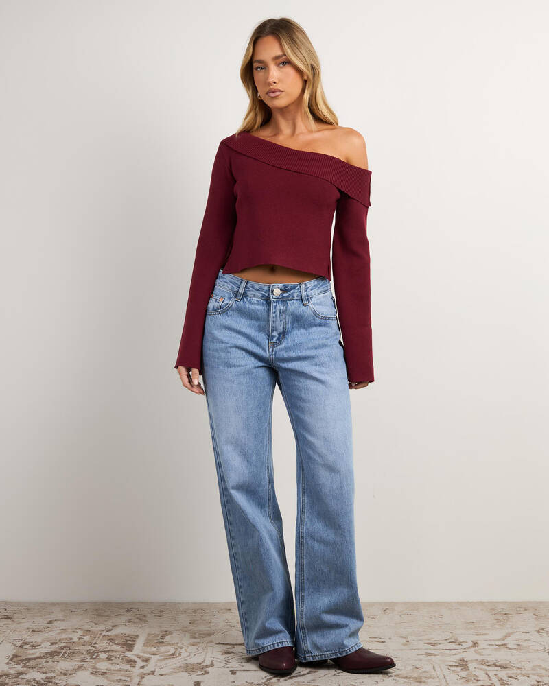 Mooloola Britney Off Shoulder Knit Top for Womens