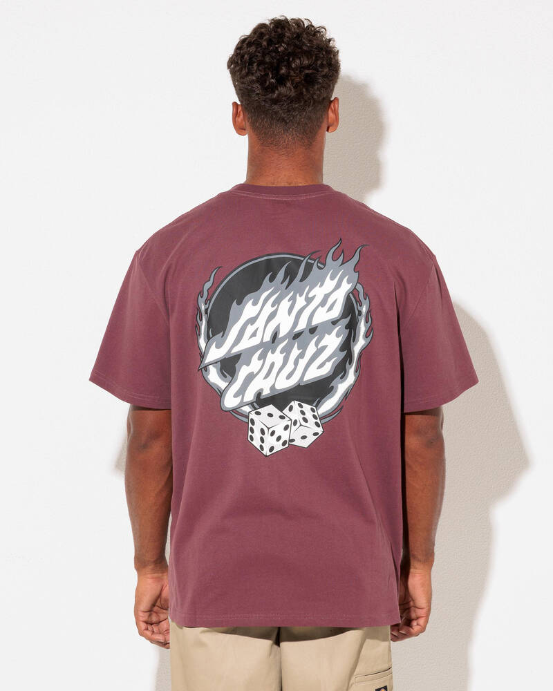 Santa Cruz Dice Flame Dot T-Shirt for Mens