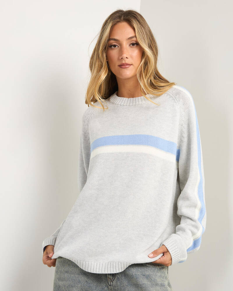 Rusty White Lines Crew Neck Knit Jumper for Womens