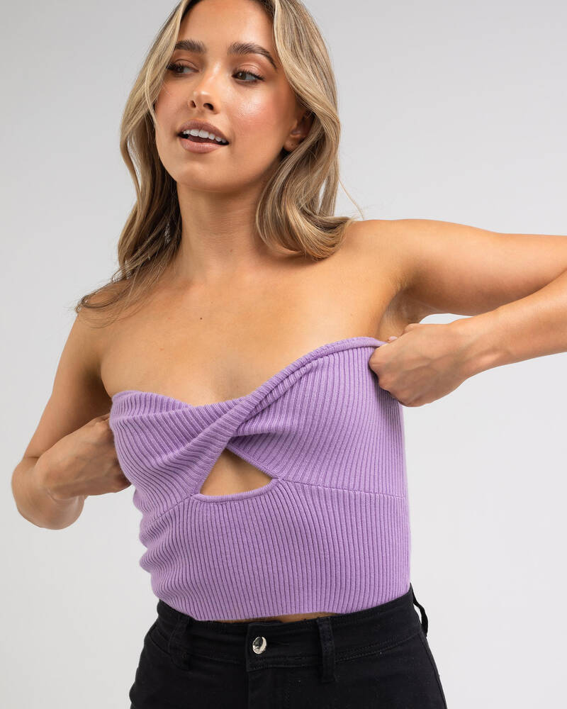 Mint Vanilla Calile Knit Tube Top for Womens