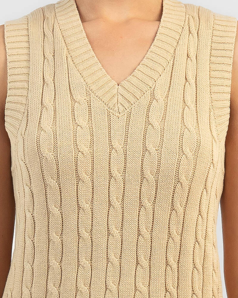 Ava And Ever On Campus Cable Knit Vest for Womens
