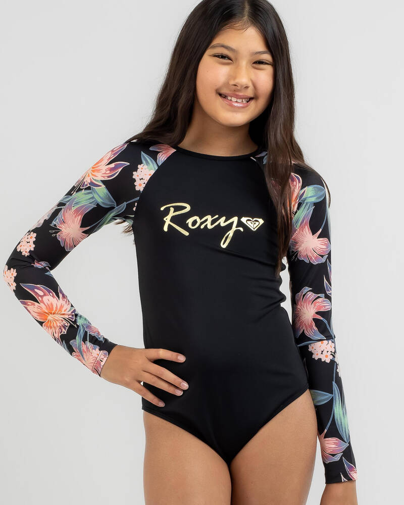 Roxy Girls' Paradise Found Long Sleeve Surfsuit In Anthracite