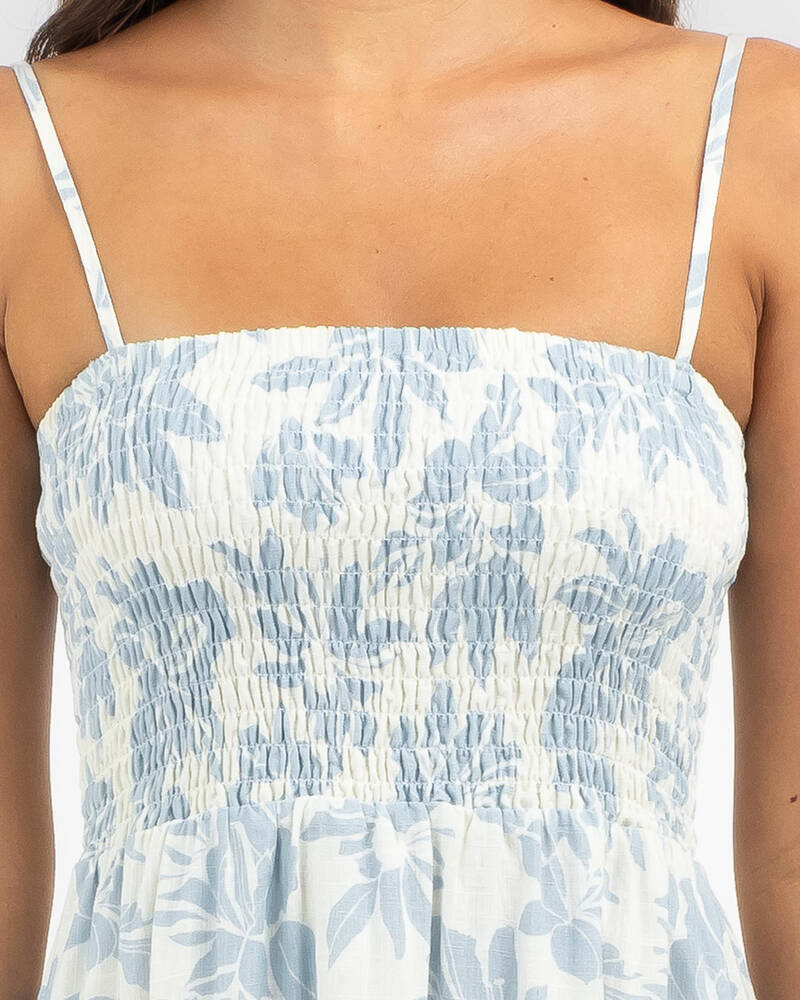 Rhythm Grace Floral Shirred Midi Dress for Womens