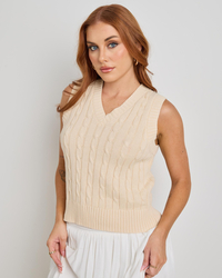 Ava And Ever On Campus Cable Knit Vest for Womens image number null