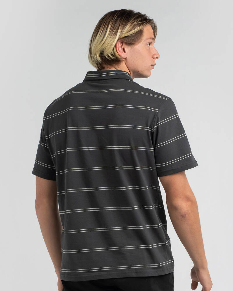 Shop Rip Curl Plain Stripe Polo Shirt In Washed Black Fast Shipping