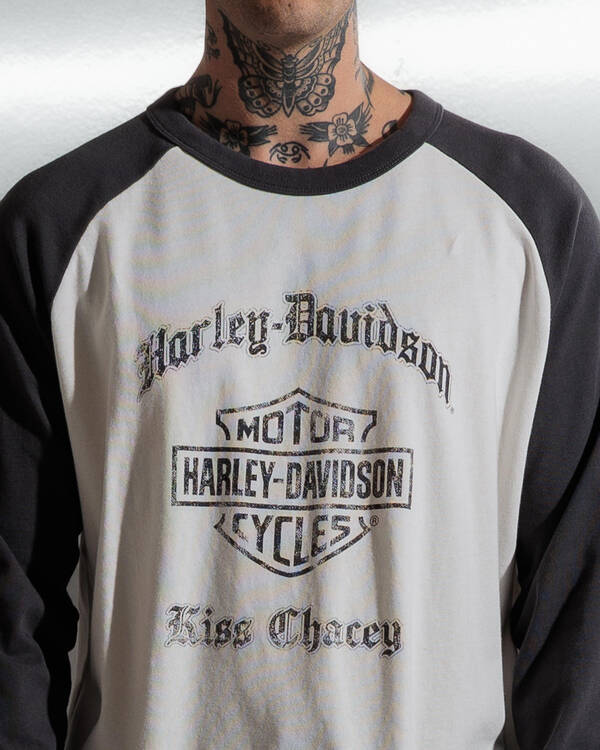 Kiss Chacey Harley-Davidson Dismount Raglan Long Sleeve T-Shirt for Mens