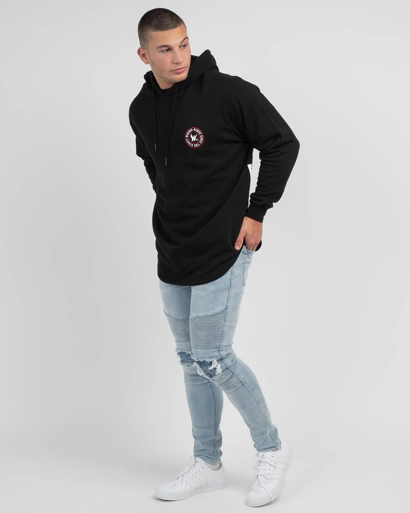 Wndrr Ornament Curved Hem Hoodie for Mens