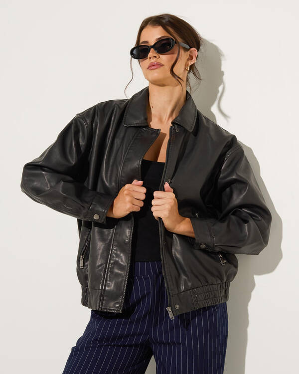 Ava And Ever Maverick Faux Leather Bomber Jacket for Womens
