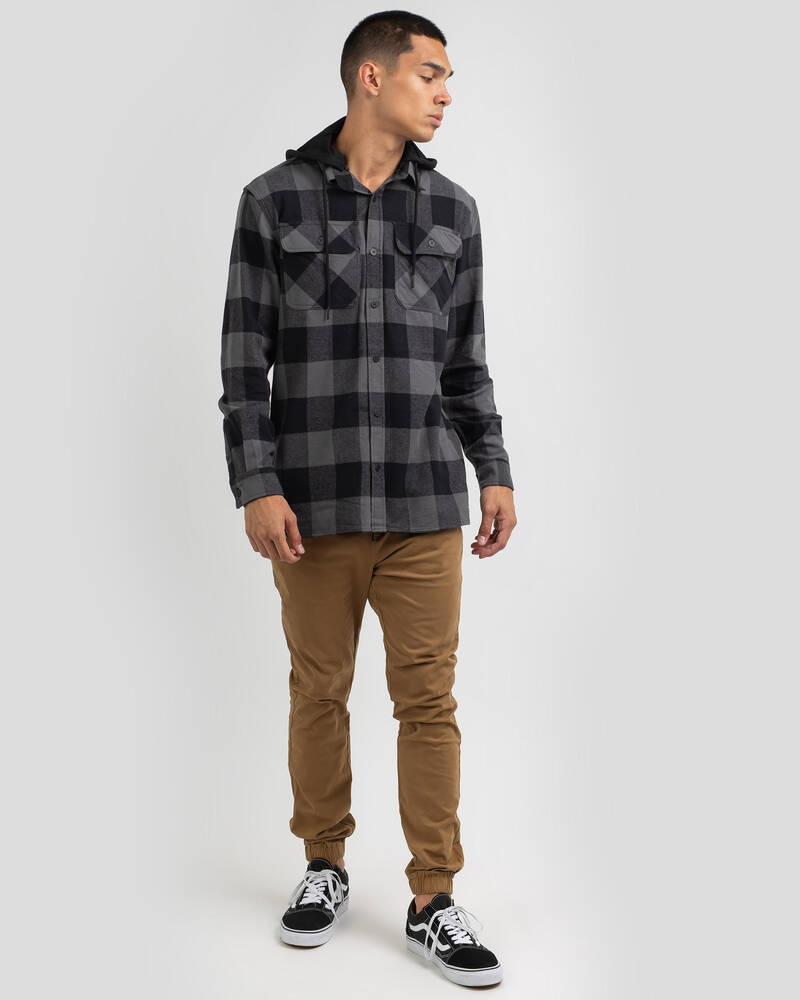 Dexter Chase Long Sleeve Hooded Flannel Shirt for Mens