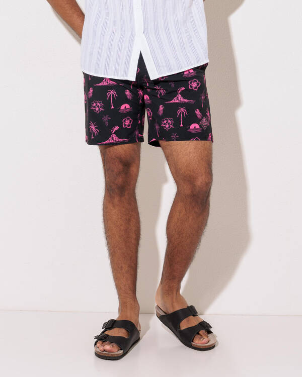 Lean Back Elastic Waist Shorts