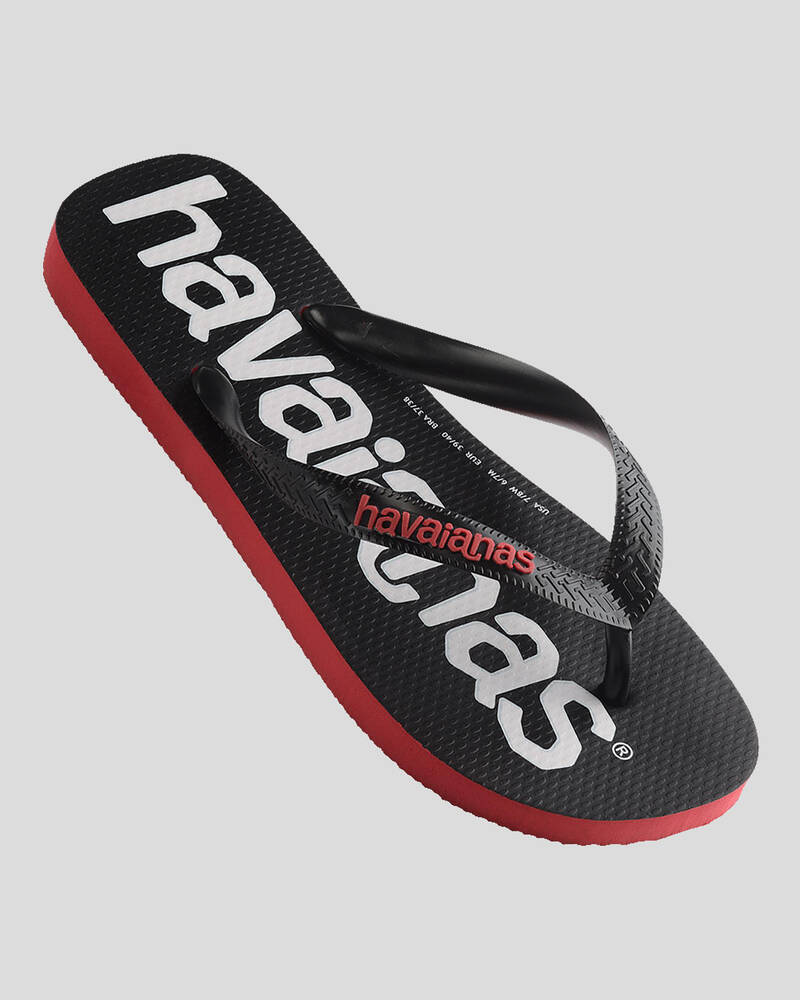 Havaianas Top Logomania 2 Thongs In Black/ruby Red - Fast Shipping ...