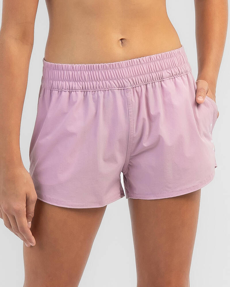 Shop Rusty Girls' Meelup Board Shorts In Lilac Pink Fast Shipping