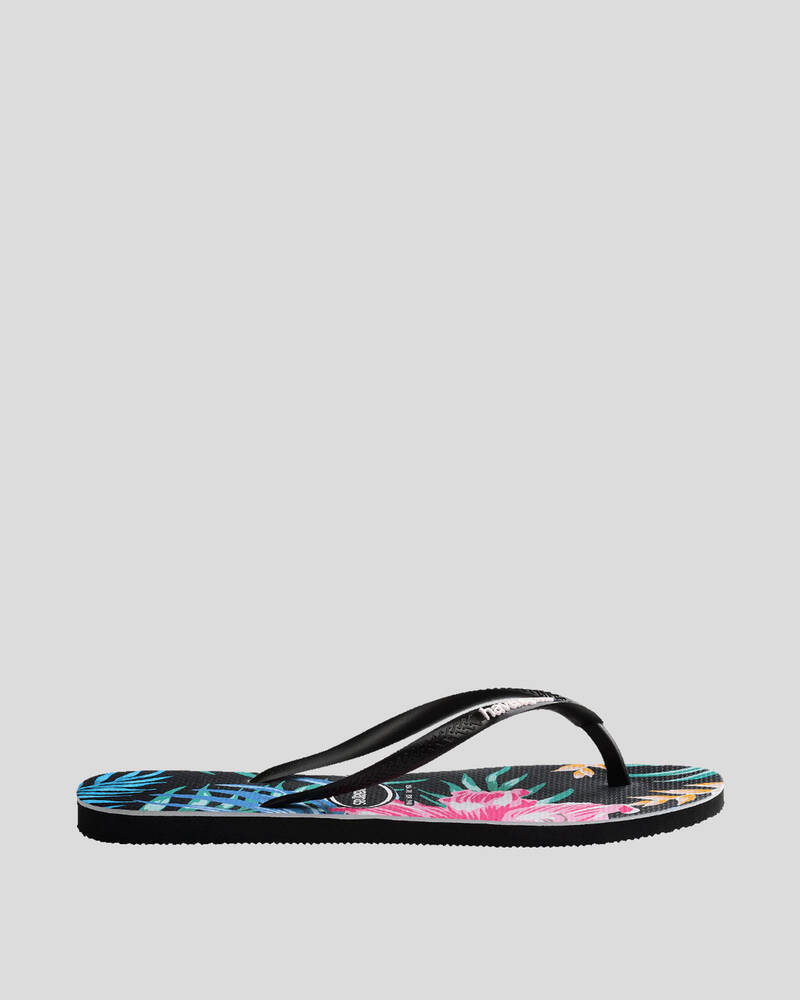 Havaianas Slim Print Floral Palm Thongs for Womens