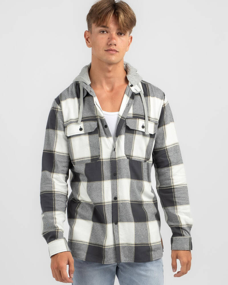 Jacks Chronicle Hooded Long Sleeve Flannel Shirt for Mens