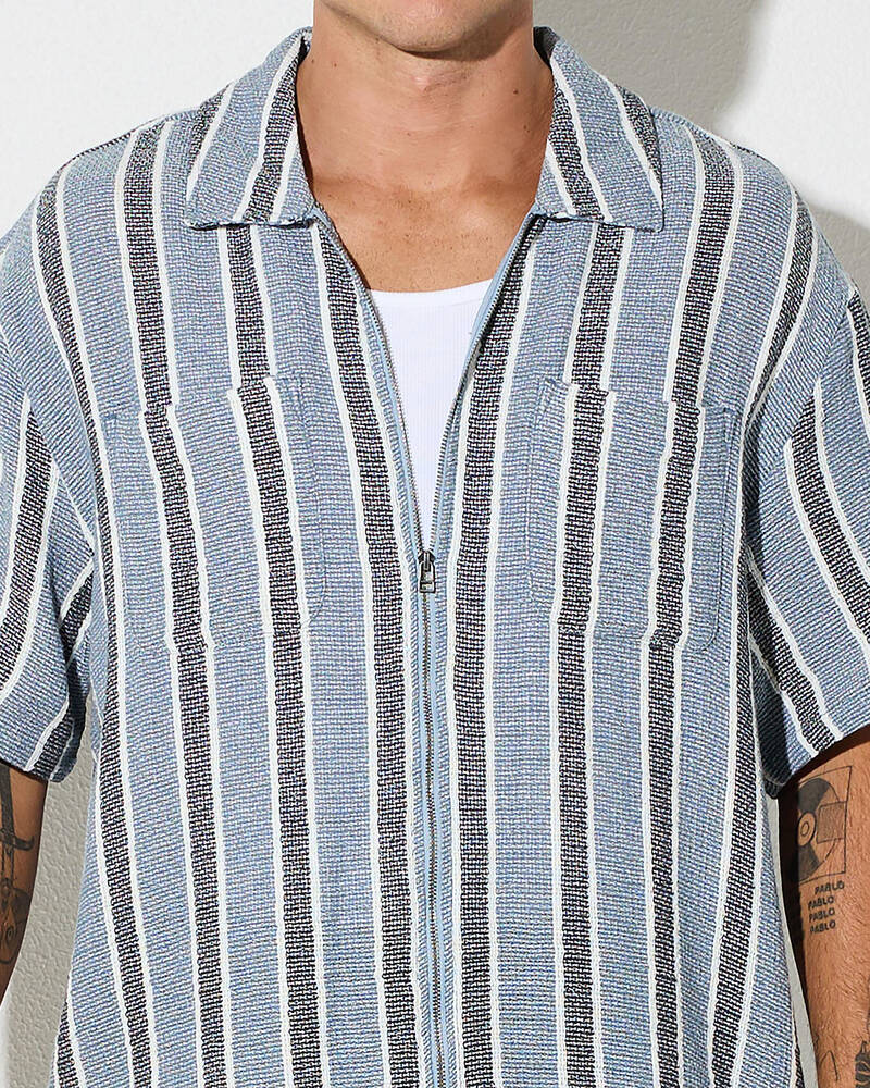 Brixton The Dexter Textured Stripe Short Sleeve Shirt for Mens