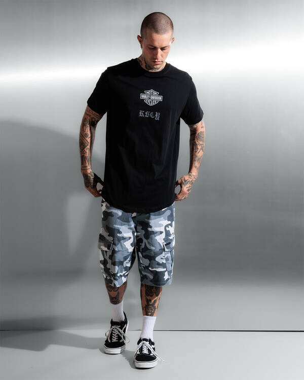 Kiss Chacey Harley-Davidson Carve Duel Curved T-Shirt for Mens