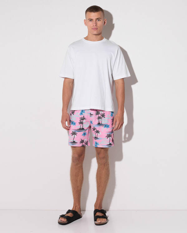 Skylark Pink Coast Elastic Waist Shorts for Mens