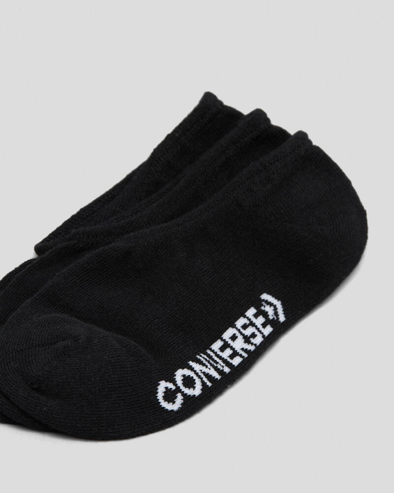 Shop Converse Boys' Invisible Socks 3 Pack In Black Fast Shipping