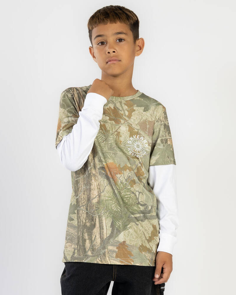 Skylark Boys' Fragment Layered Long Sleeve T-Shirt for Mens
