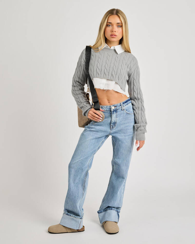 Ava And Ever Oxford Layered Cable Knit Jumper for Womens