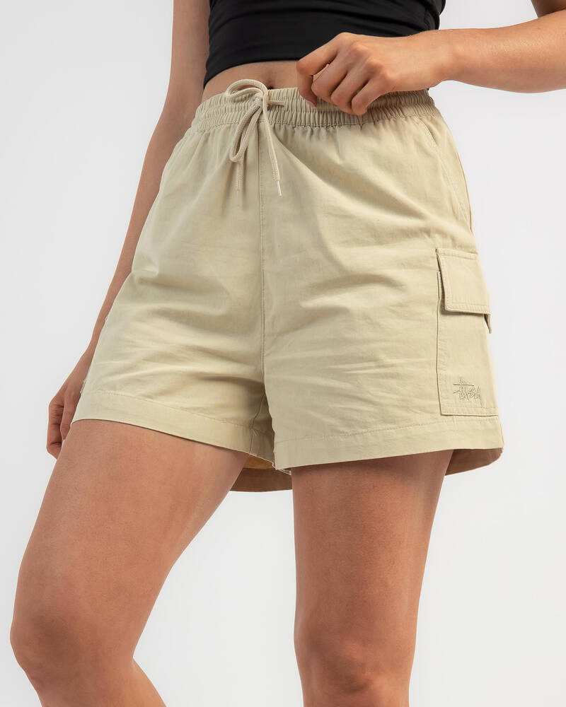 Shop Stussy Drew Cargo Beach Shorts In Oatmeal Fast Shipping & Easy