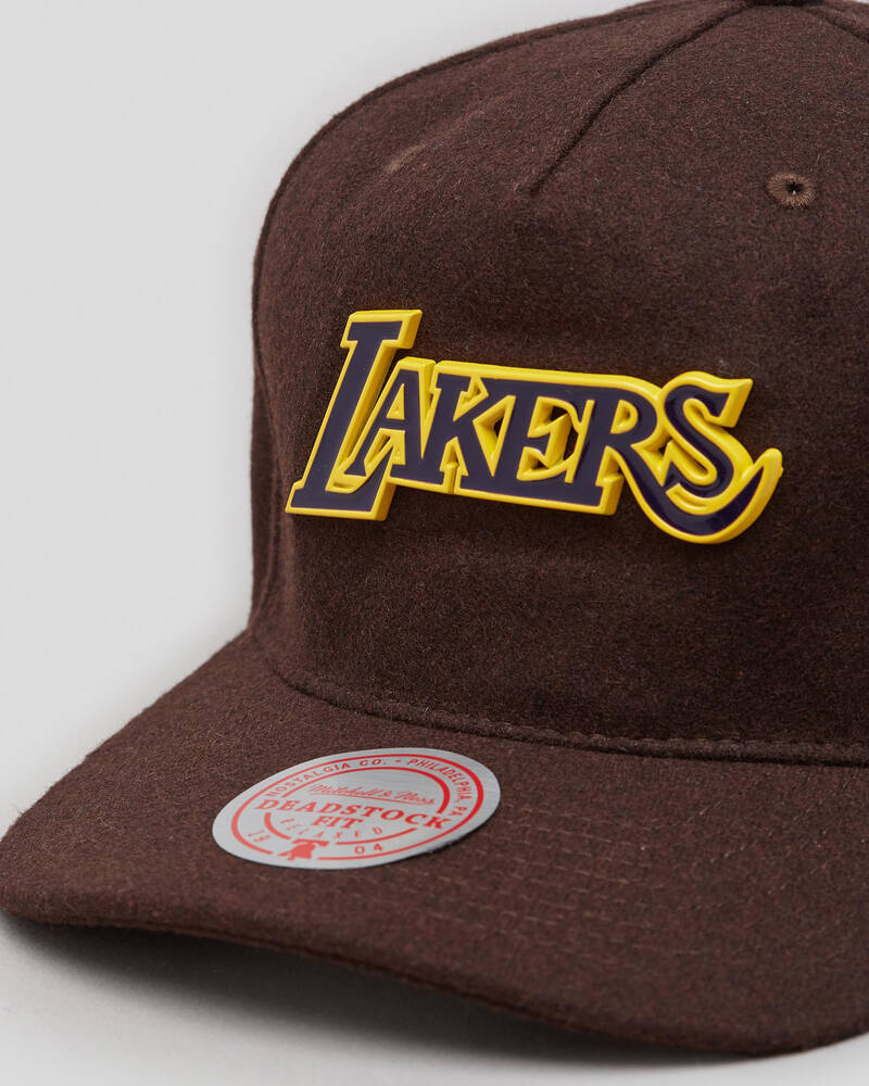 Mitchell & Ness La Lakers Melton Wordmark Pin Snapback Cap for Mens