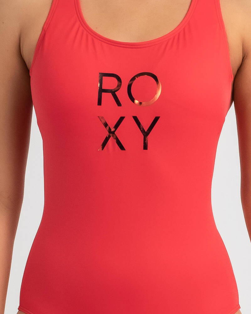 Shop Roxy Roxy Fitness One Piece Swimsuit In Hibiscus Fast Shipping