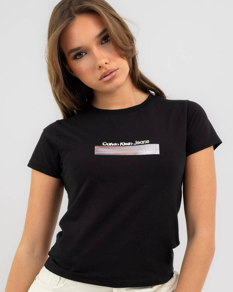 Calvin Klein Diffused Box Fitted T-Shirt for Womens