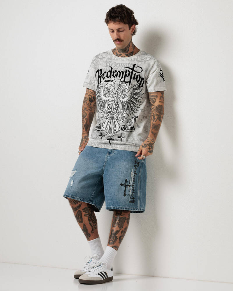 Redemption Salvation Denim Walk Shorts for Mens