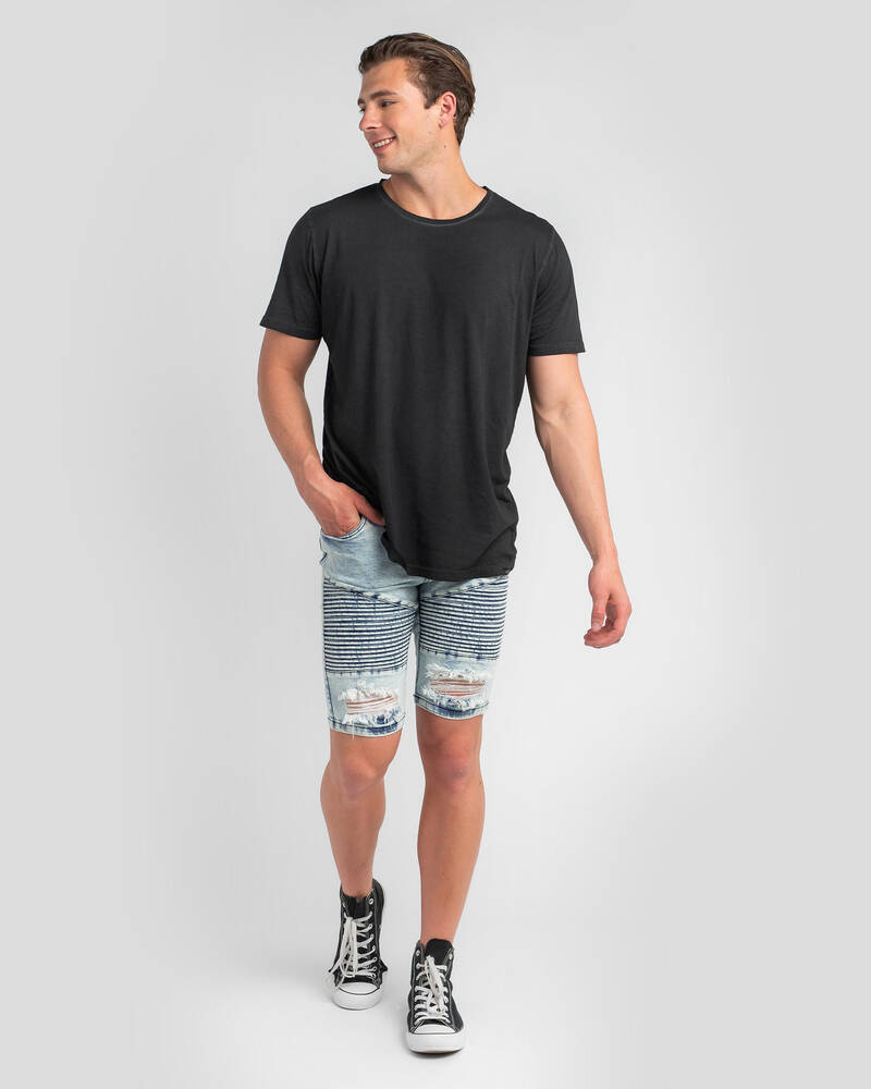 Lucid Grid Denim Shorts for Mens