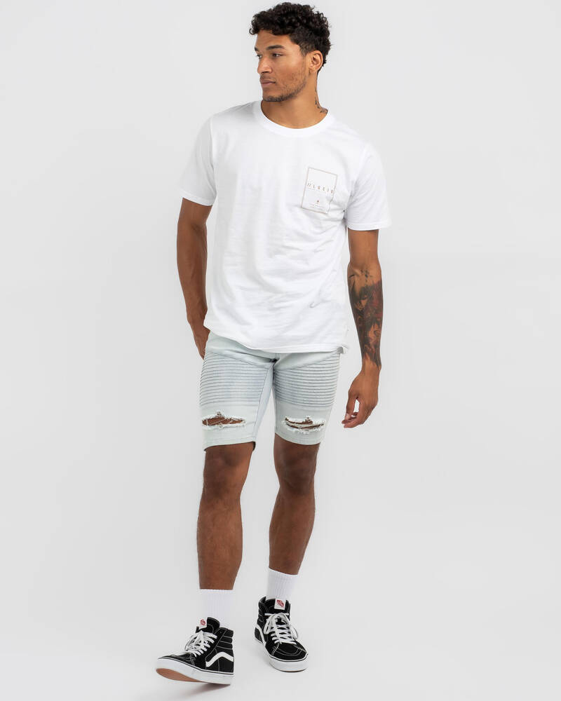 Lucid Grid Denim Shorts for Mens