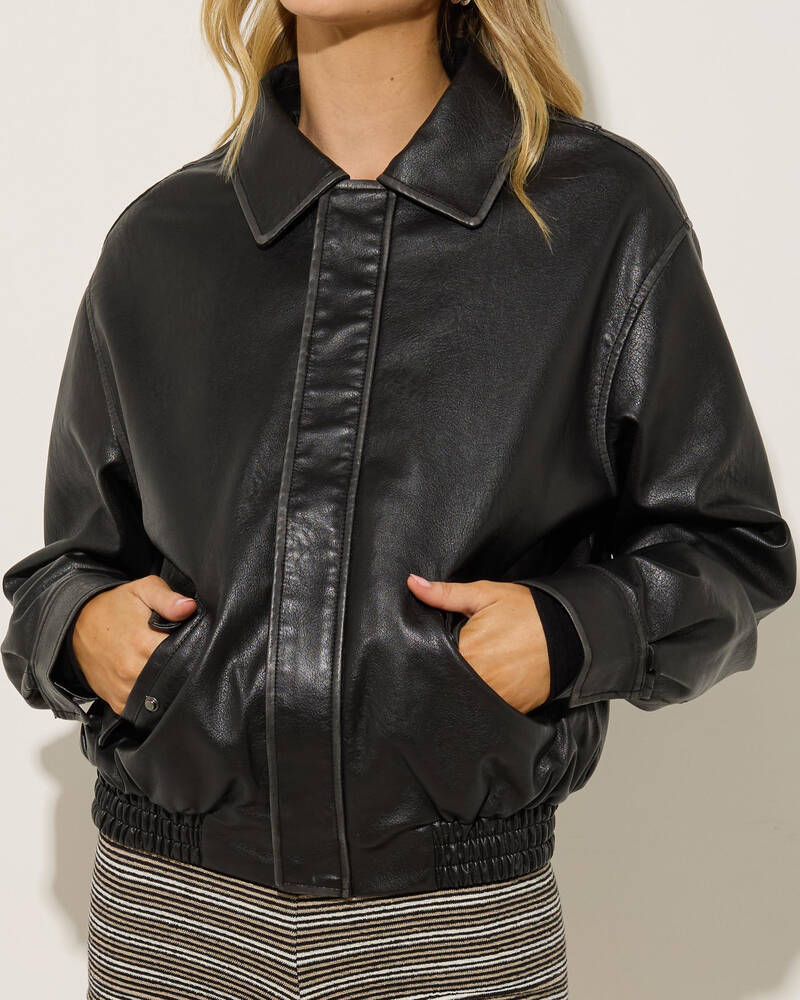 Ava And Ever Dixie Faux Leather Bomber Jacket for Womens