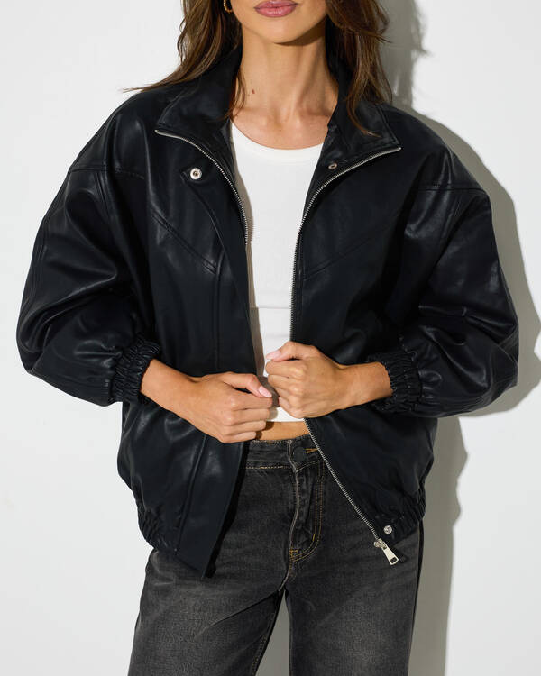 Pink Diamond Avenue Faux Leather Jacket for Womens