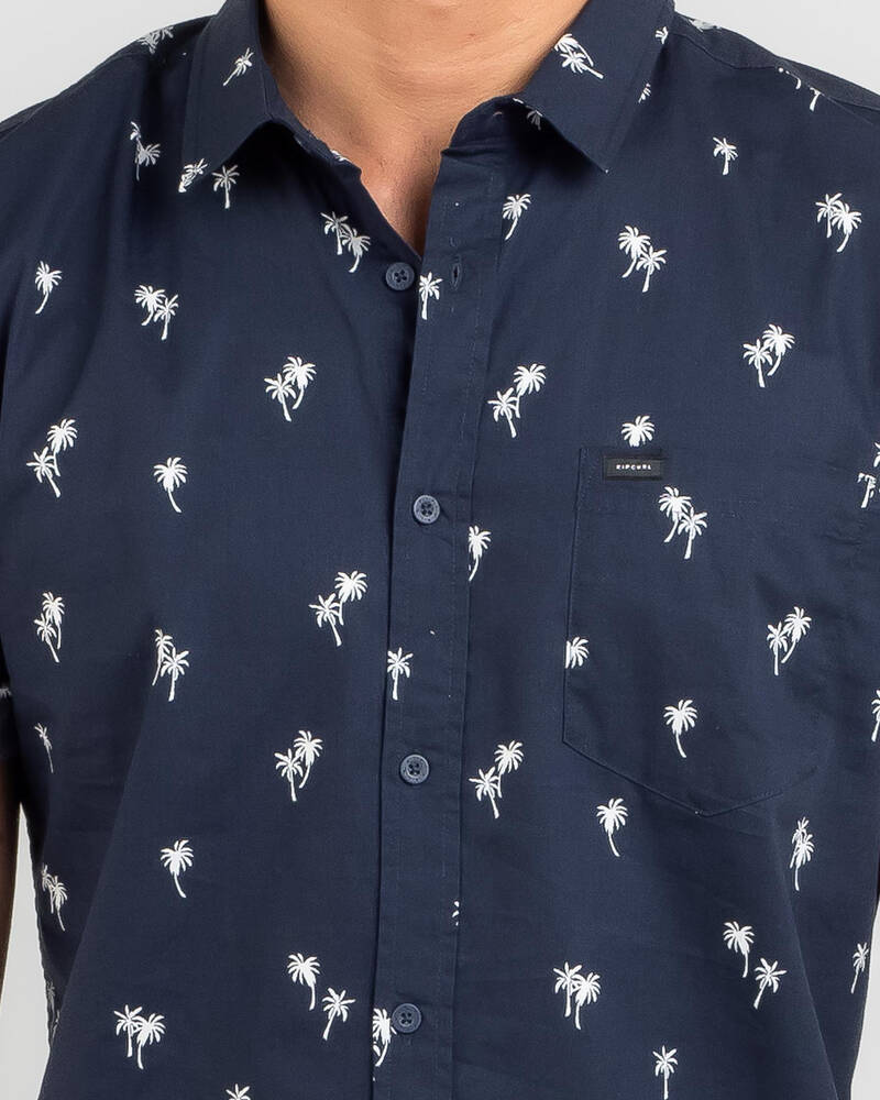 Rip Curl Paradise Palms Short Sleeve Shirt In Navy - Fast Shipping ...