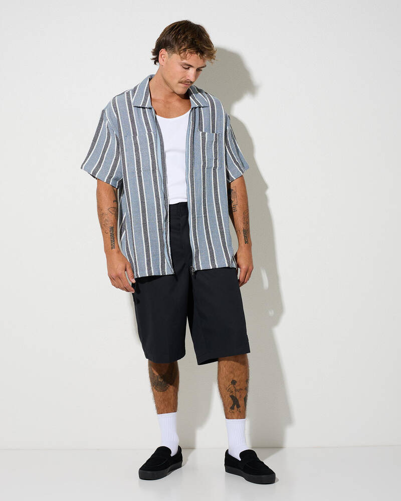 Brixton The Dexter Textured Stripe Short Sleeve Shirt for Mens