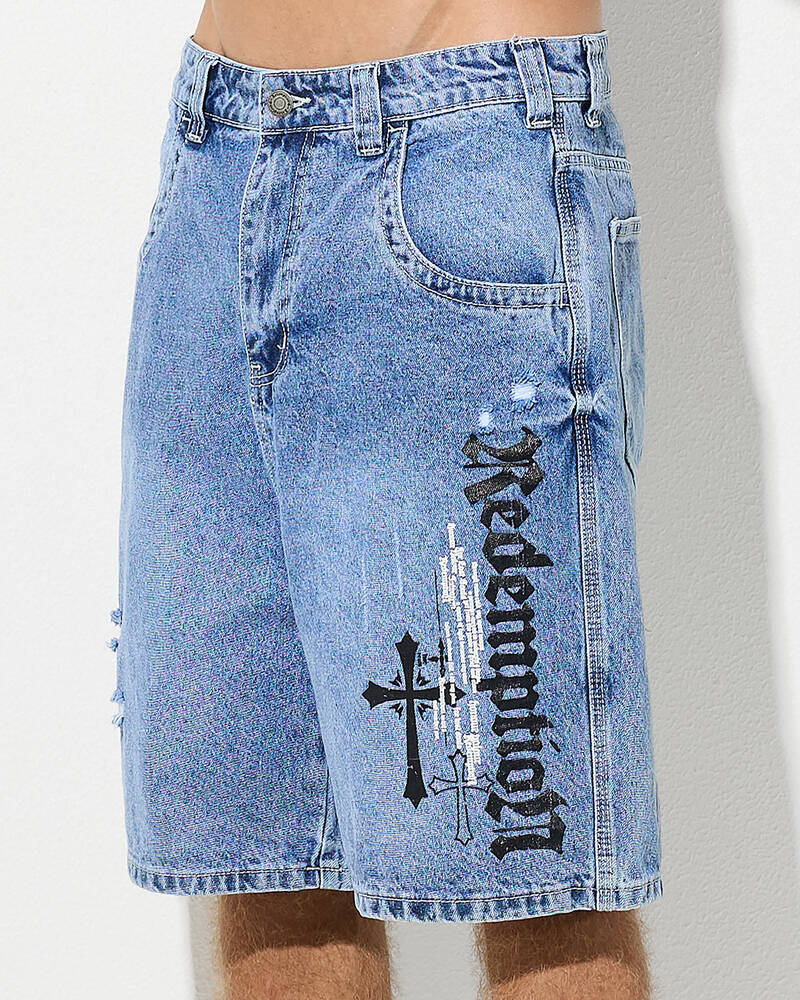 Redemption Salvation Denim Walk Shorts for Mens