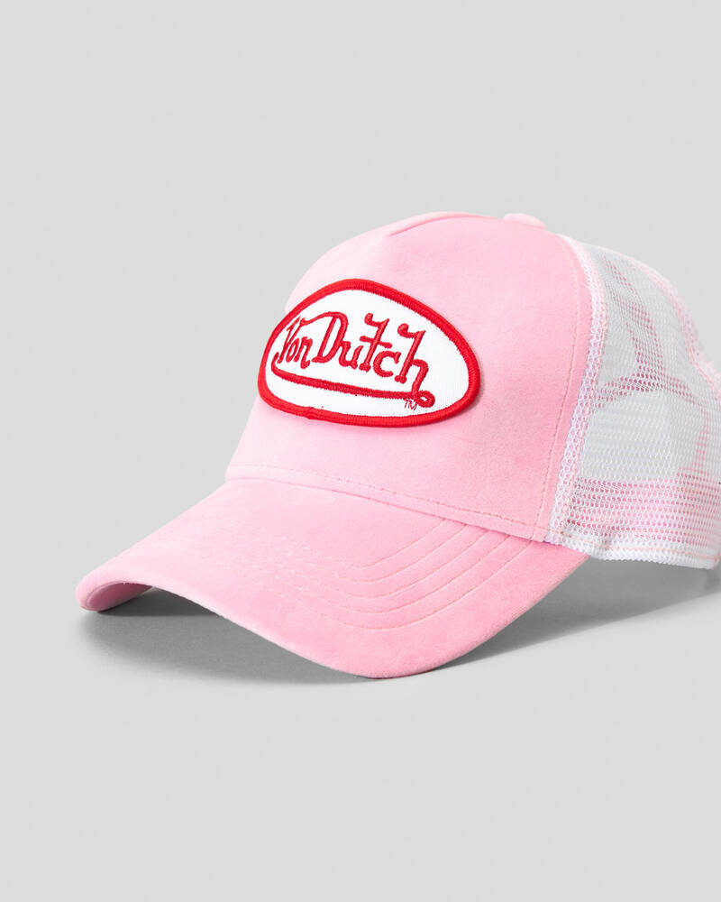 Von Dutch Pink Velvet Trucker Cap for Mens