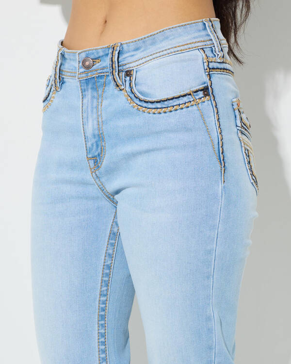 Ringers Western Indi Rodei Saddle Stitch High Rise Wide Bootleg Jeans for Womens