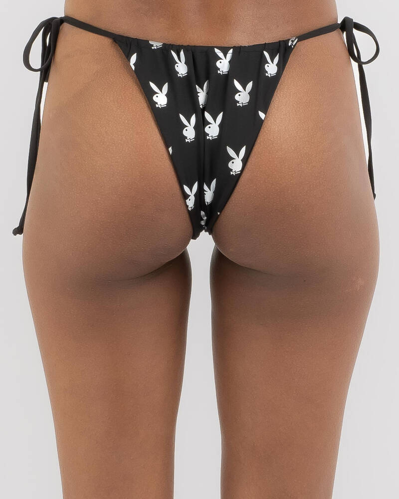 Playboy Bunny Metallic Tie Side Bikini Bottom for Womens