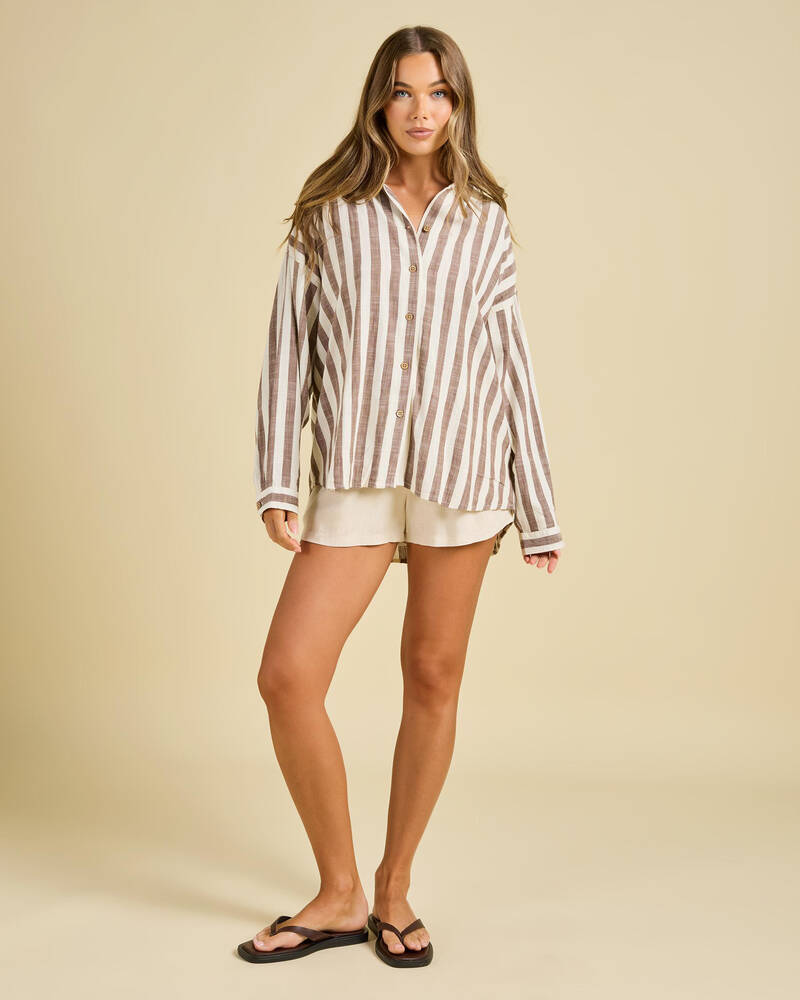 Roxy Morning Time Again Stripe Shirt for Womens