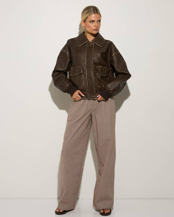 Ava And Ever Garage Faux Leather Bomber Jacket for Womens