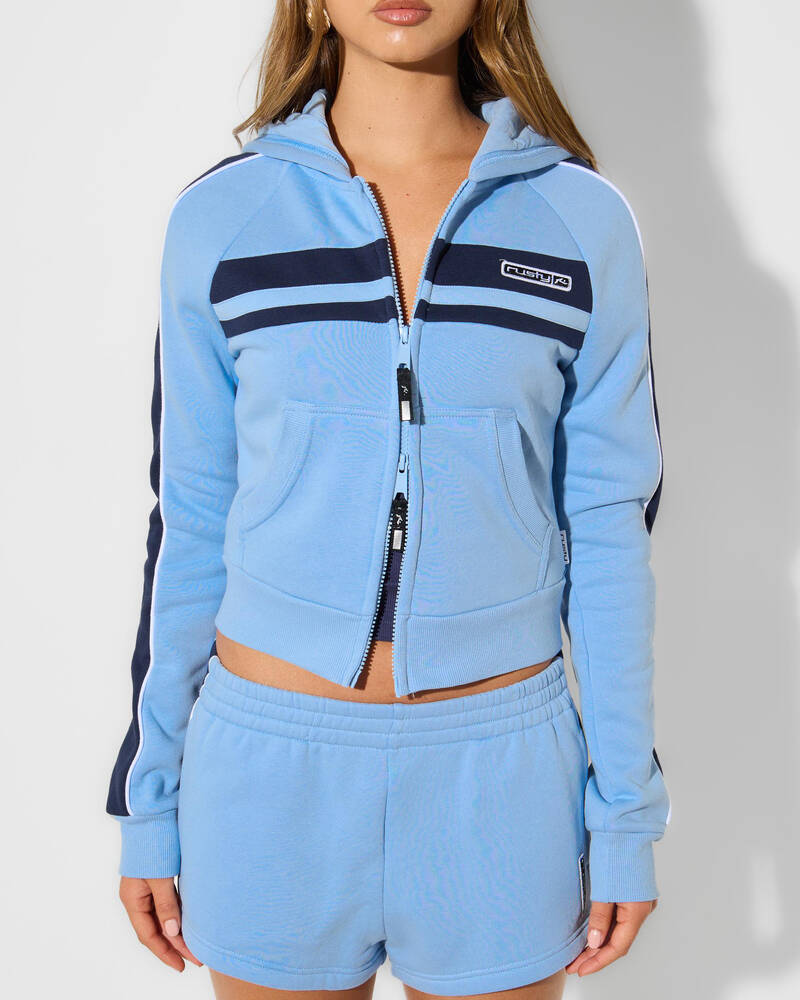 Rusty Retro Lines Zip Through Hoodie for Womens