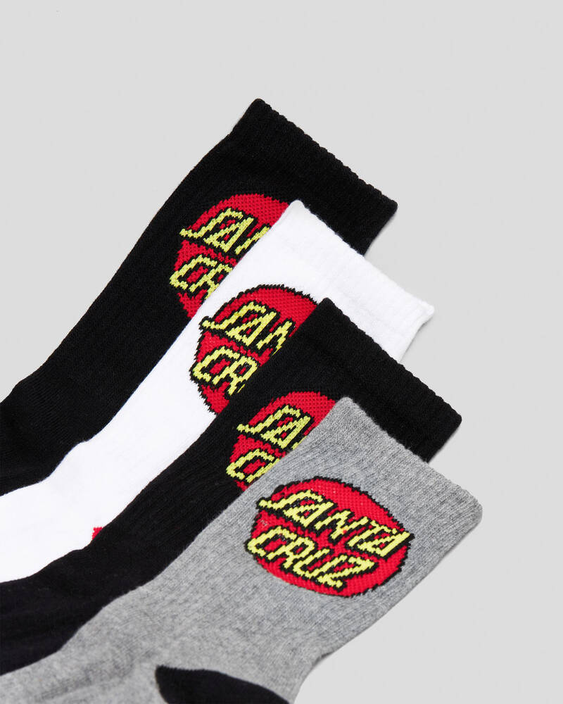 Santa Cruz Boys' Classic Dot Crew Socks 4 Pack for Mens