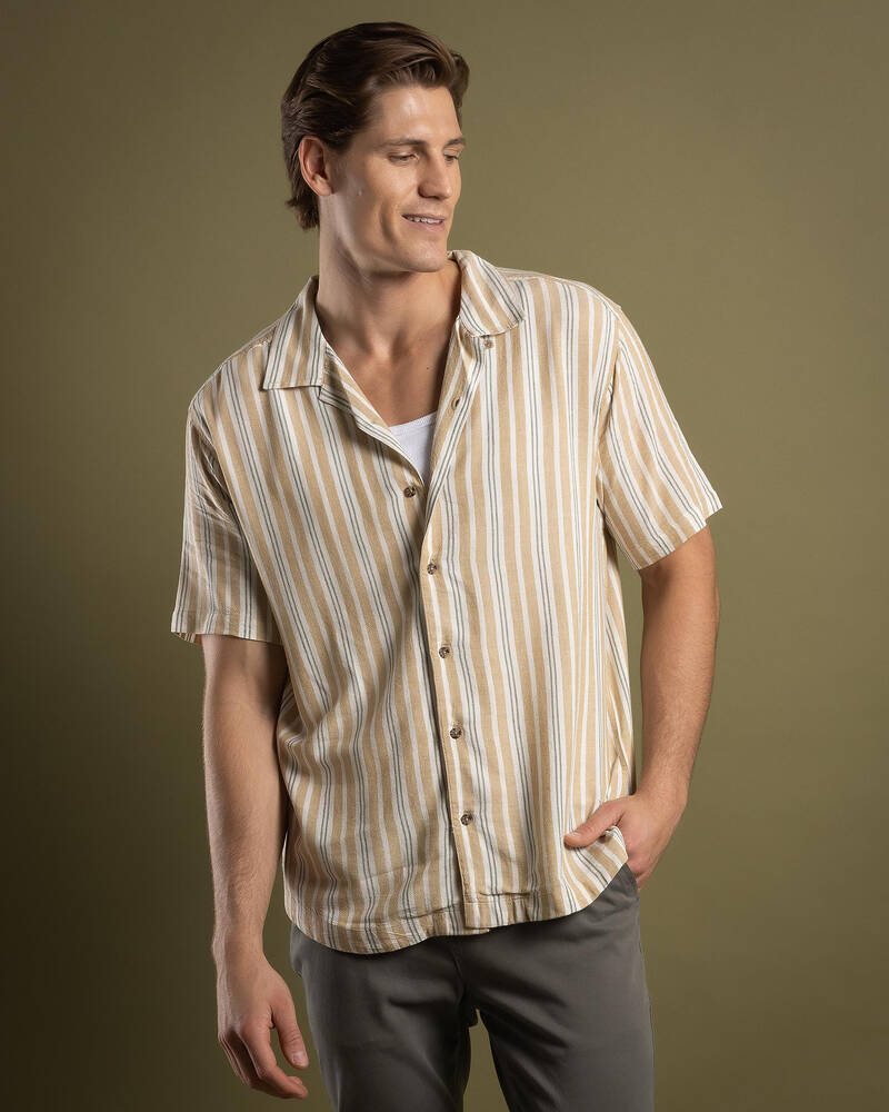 RVCA Beat Stripe Short Sleeve Shirt for Mens