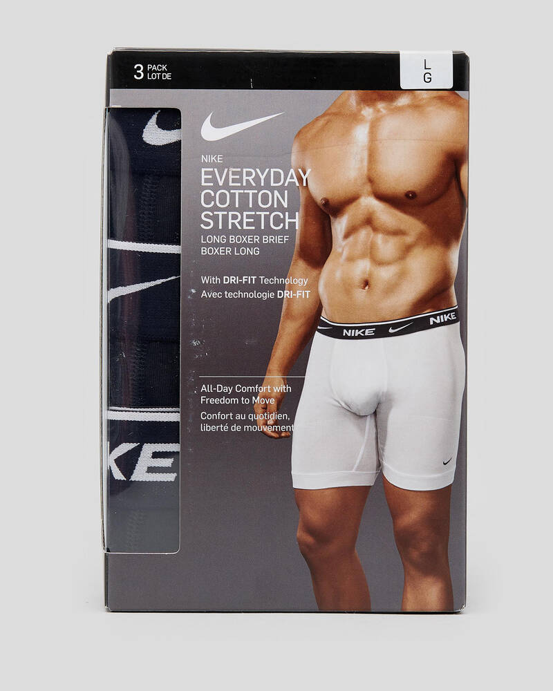 Nike Everyday Cotton Stretch Long Leg Boxers 3 Pack for Mens