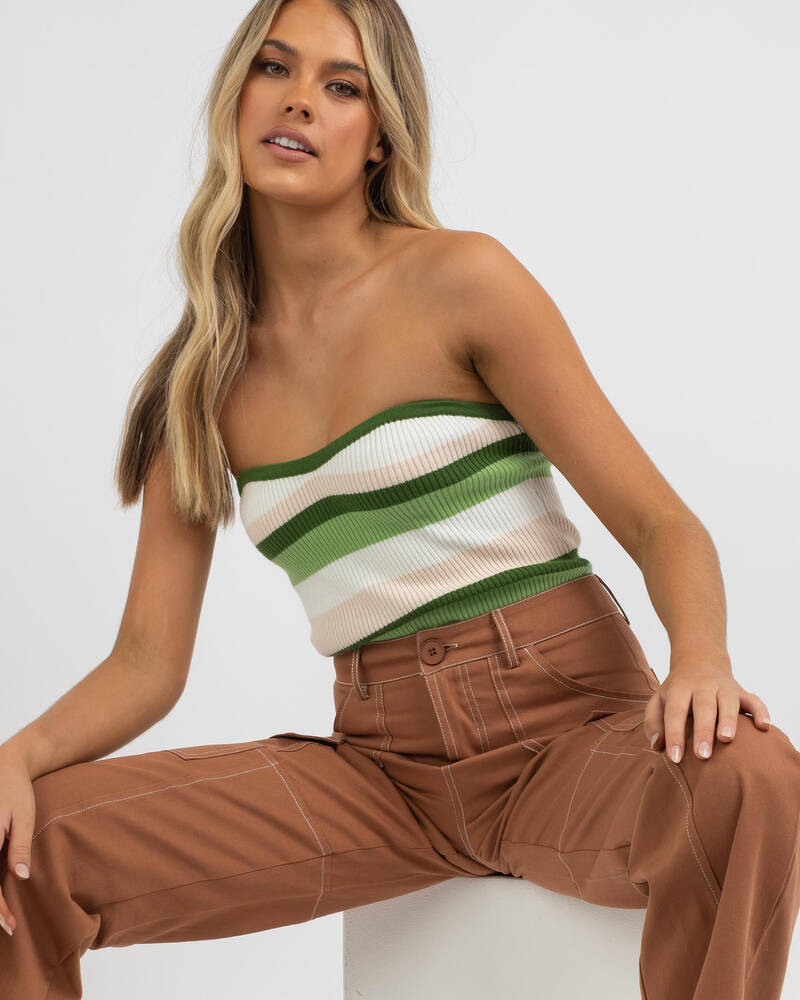 Mint Vanilla Matilda Knit Tube Top for Womens