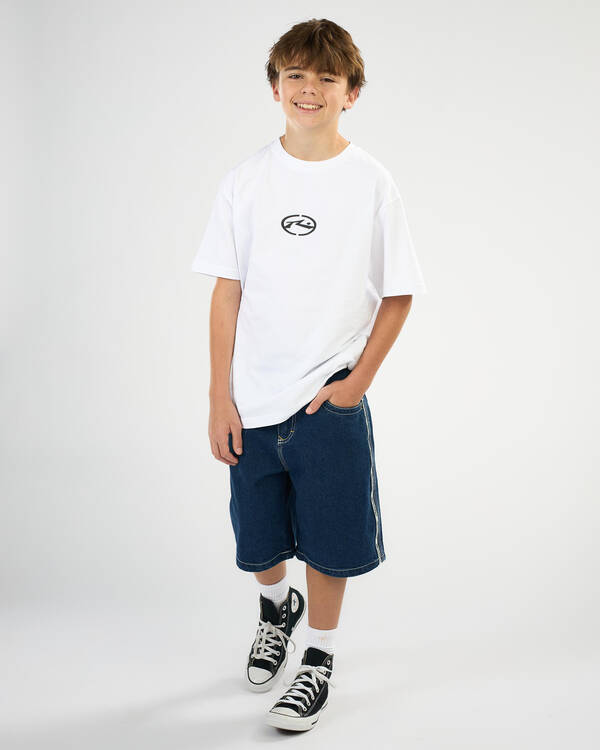 Rusty Boys' Flip Daddy Taped Denim Shorts for Mens