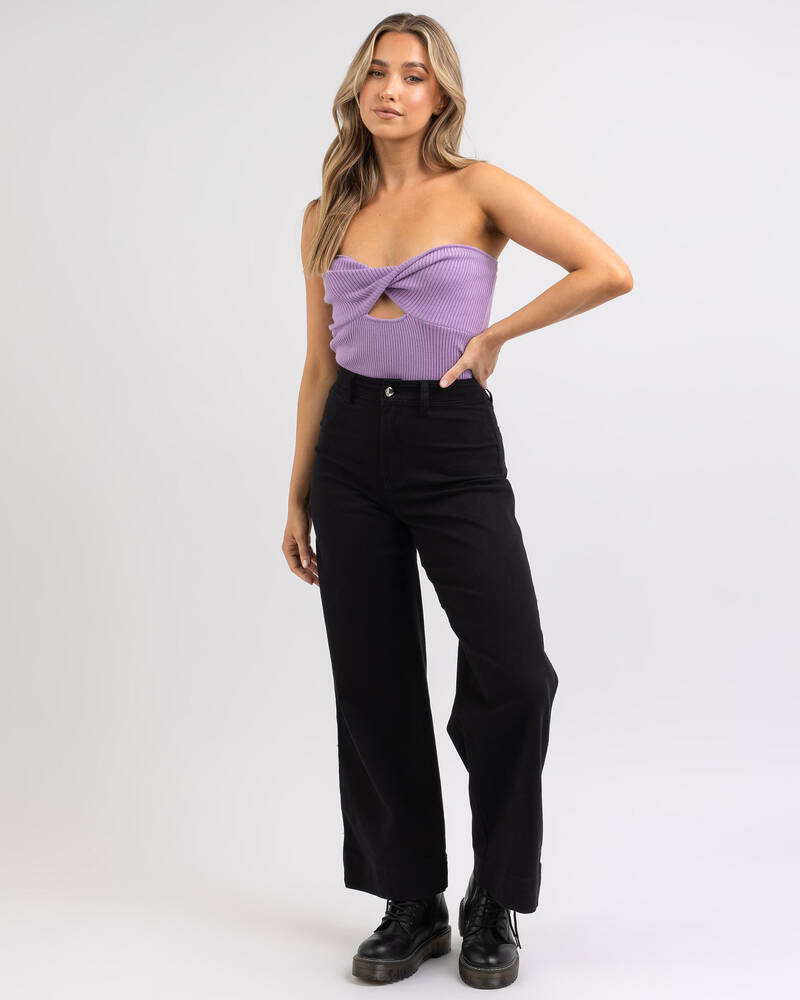 Mint Vanilla Calile Knit Tube Top for Womens