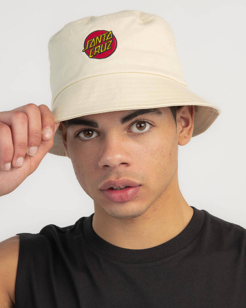 Shop Santa Cruz Classic Dot Bucket Hat In Offwhite Fast Shipping